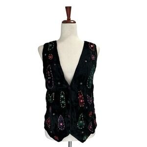 Urban Vest Size Medium Women's VTG Vintage Boho Velvet Sequin‎ Costume Steampunk